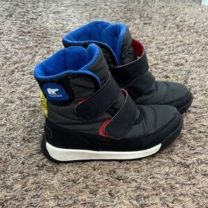 Sorel Black and Blue Kids Ankle Boots